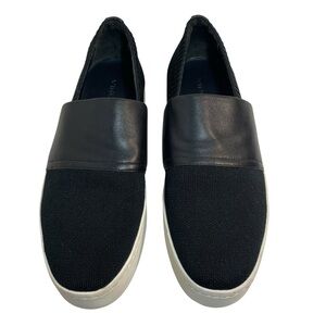 Vince Ward Black Woven Textile/Leather Platform Slip-On Sneakers Women’s 8.5 M